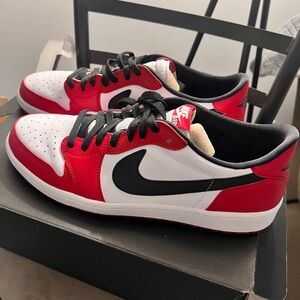 Air Jordan 1 Retro Low OG Red/White/Black Mens Sz. 12